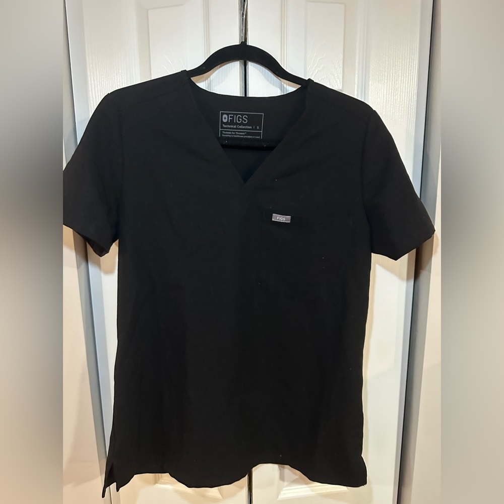 Womens Figs Black Scrub Top